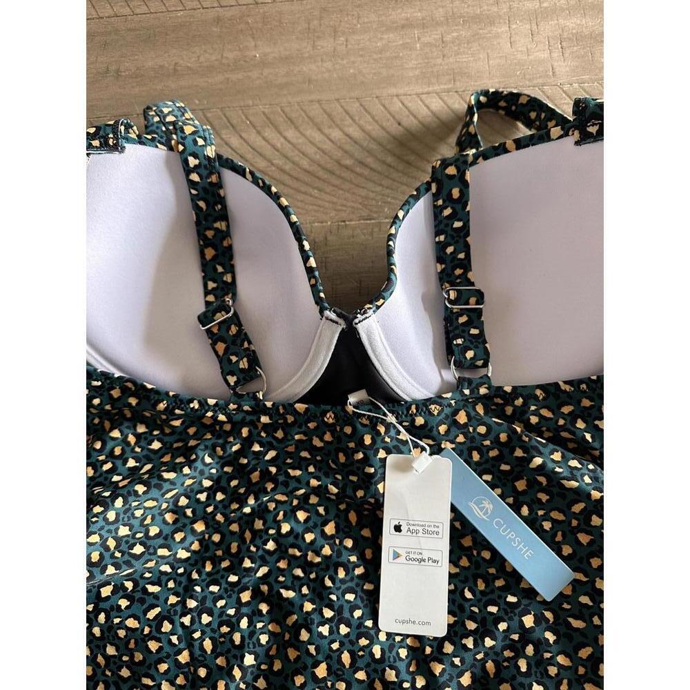 NWT CUPSHE Leopard O-Ring Underwire One Piece Swimsuit Women’s Plus size 0X (14) - Picture 7 of 14